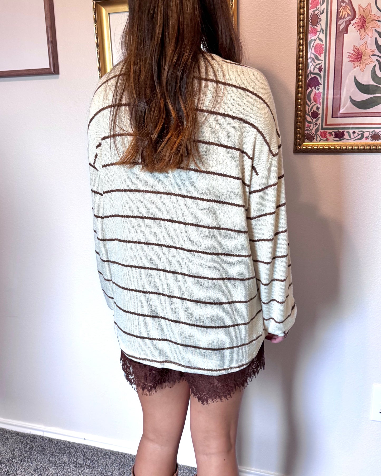 Striped Knit Long Sleeve Top