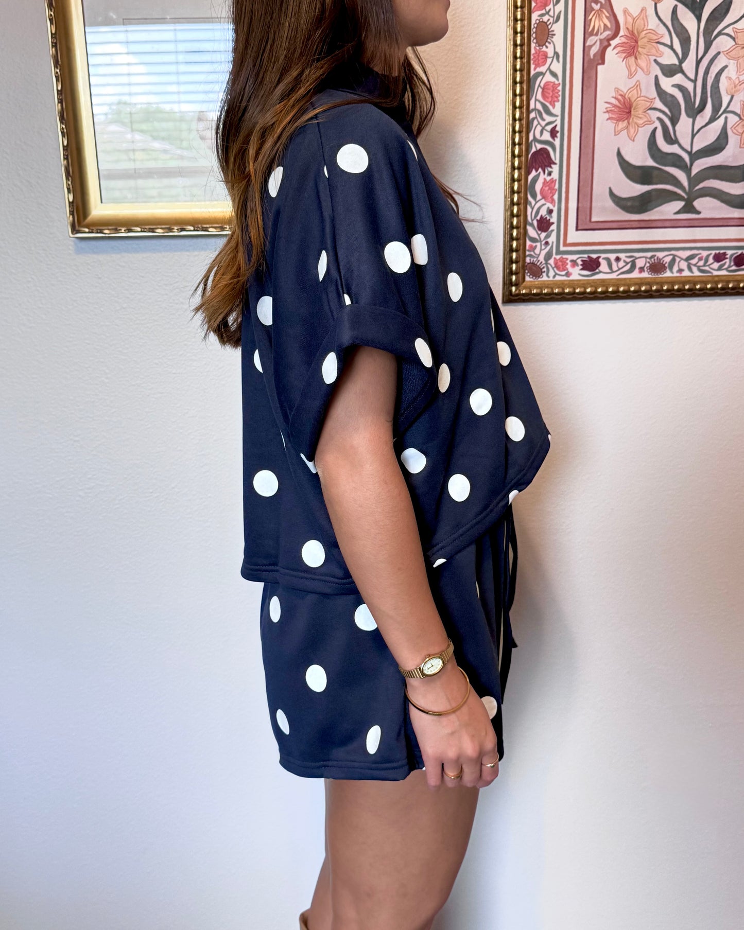 Collared Polka Dot Top