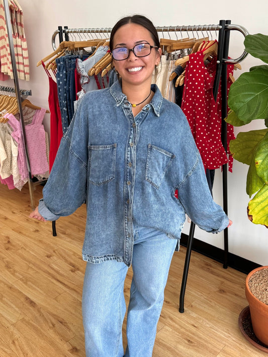 Chambray Button Down Top Outerwear
