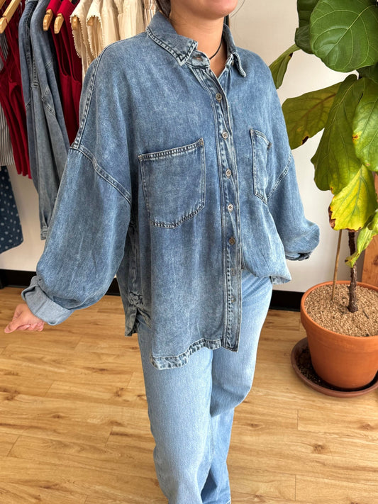 Chambray Button Down Top Outerwear