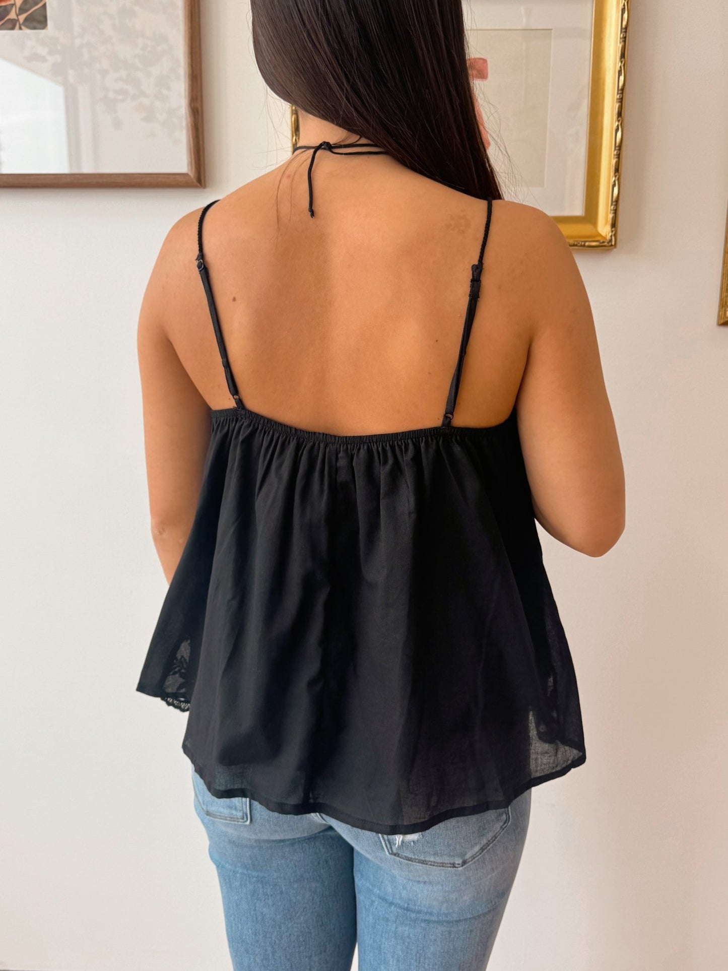 Lace Layered Black Tank Top Shirts & Tops