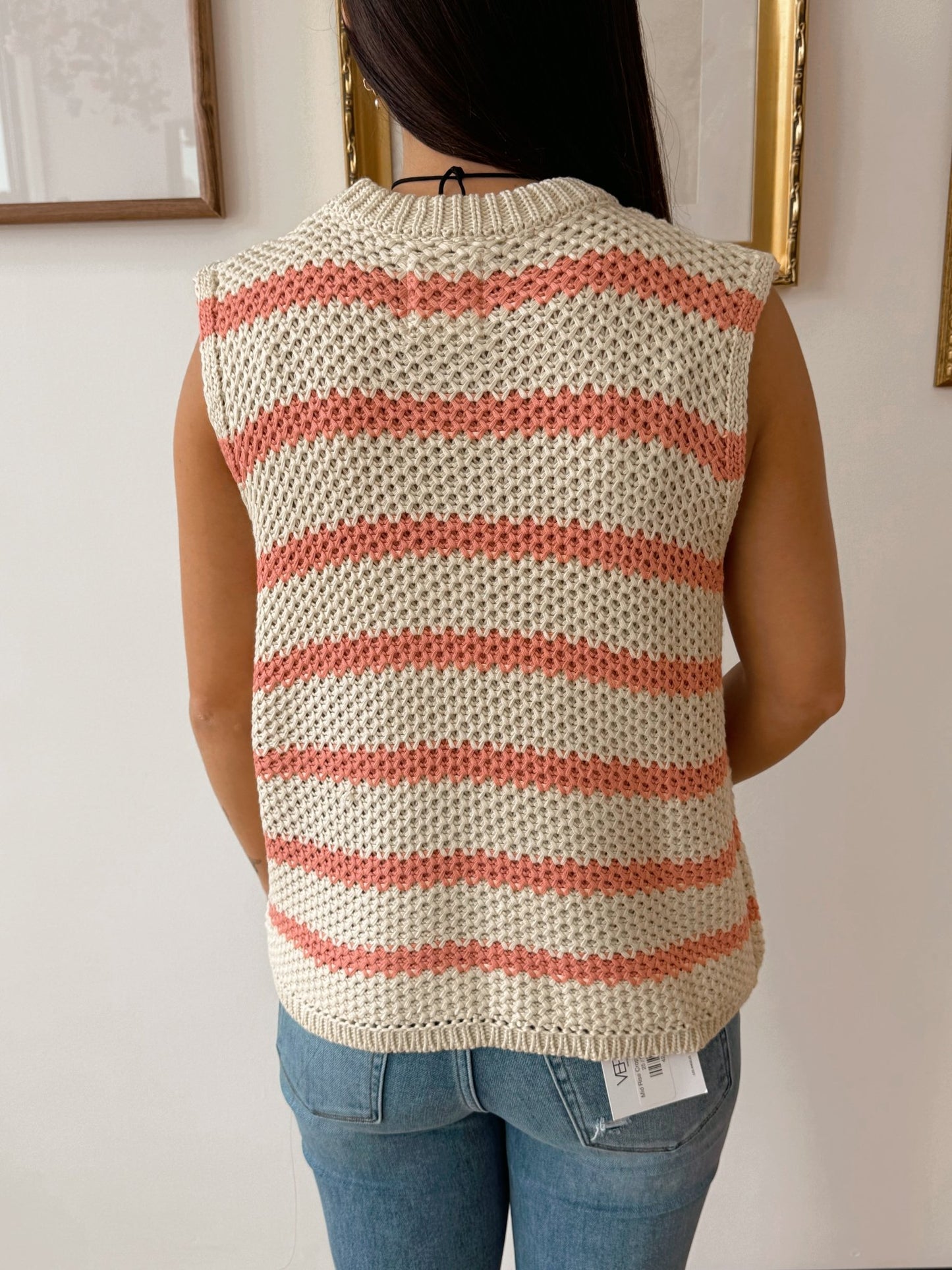 Pink Weave Stripe Tank Top Shirts & Tops
