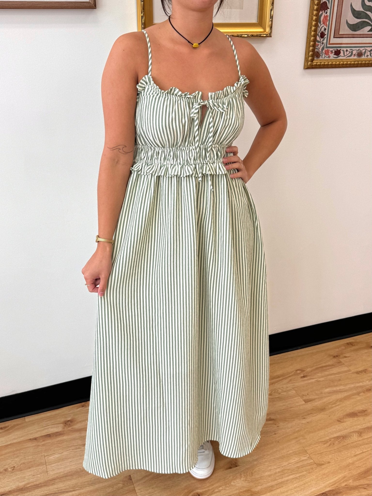 Ruffle Waist Striped Tank Dress – Authenticity