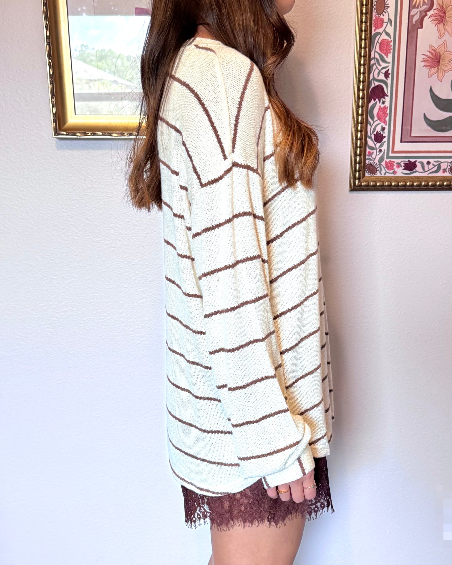 Striped Knit Long Sleeve Top