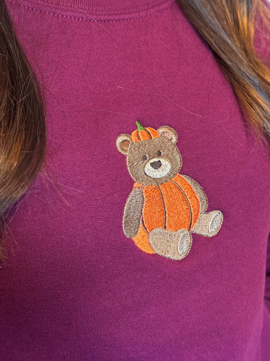 Pumpkin Bear Embroidered Sweatshirt