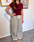 Lace Trim Striped Pants