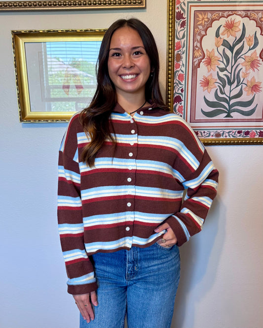 Brown Striped Cardigan