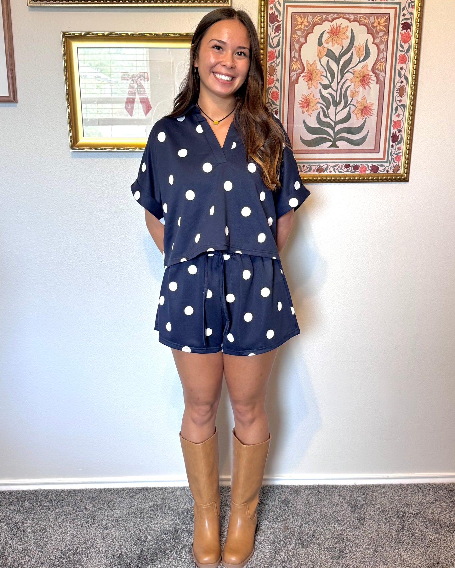 Collared Polka Dot Top