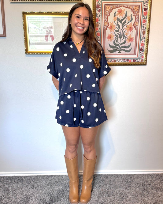 Collared Polka Dot Top