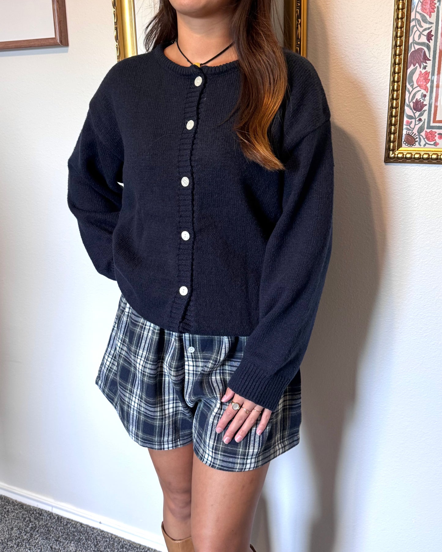 Navy Plaid Shorts