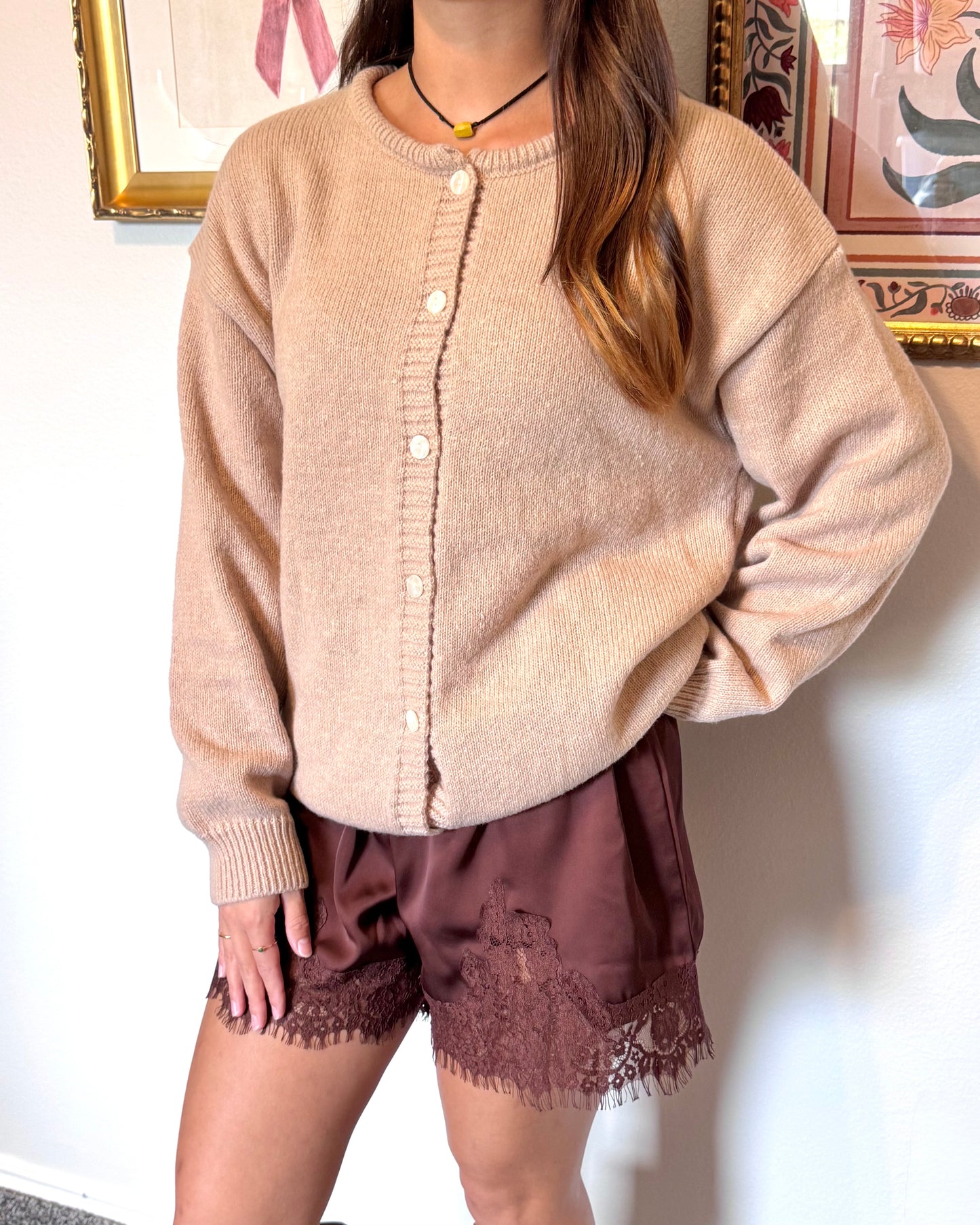 Lace Trim Satin Shorts