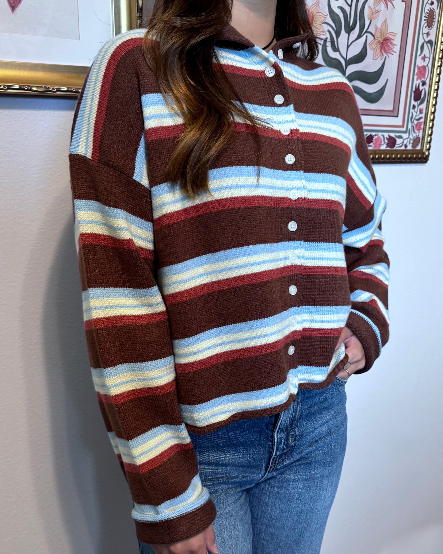 Brown Striped Cardigan