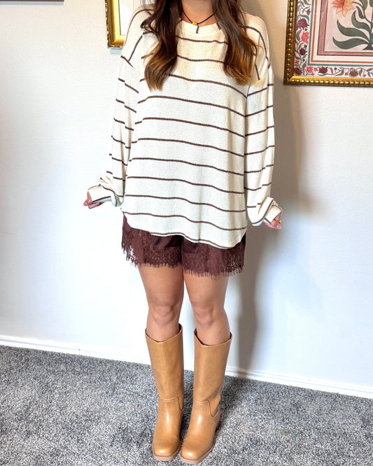 Striped Knit Long Sleeve Top