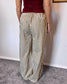 Lace Trim Striped Pants