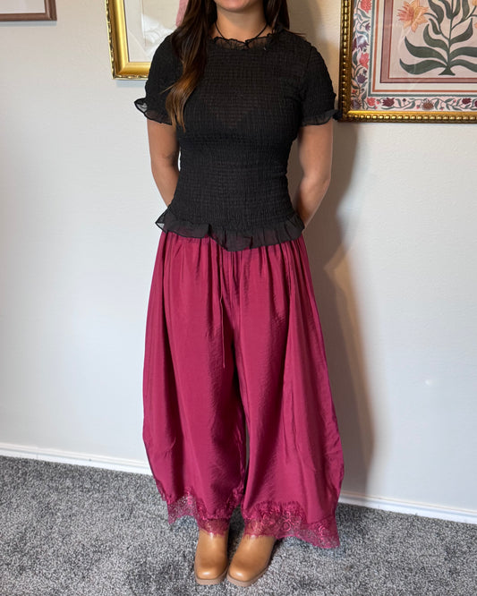 Smocked Sheer Trim Top
