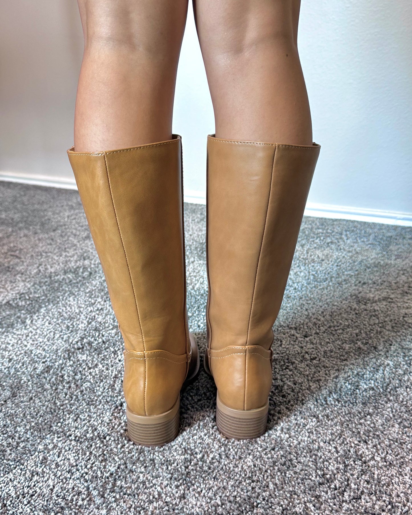 Block Heel Tan Boots