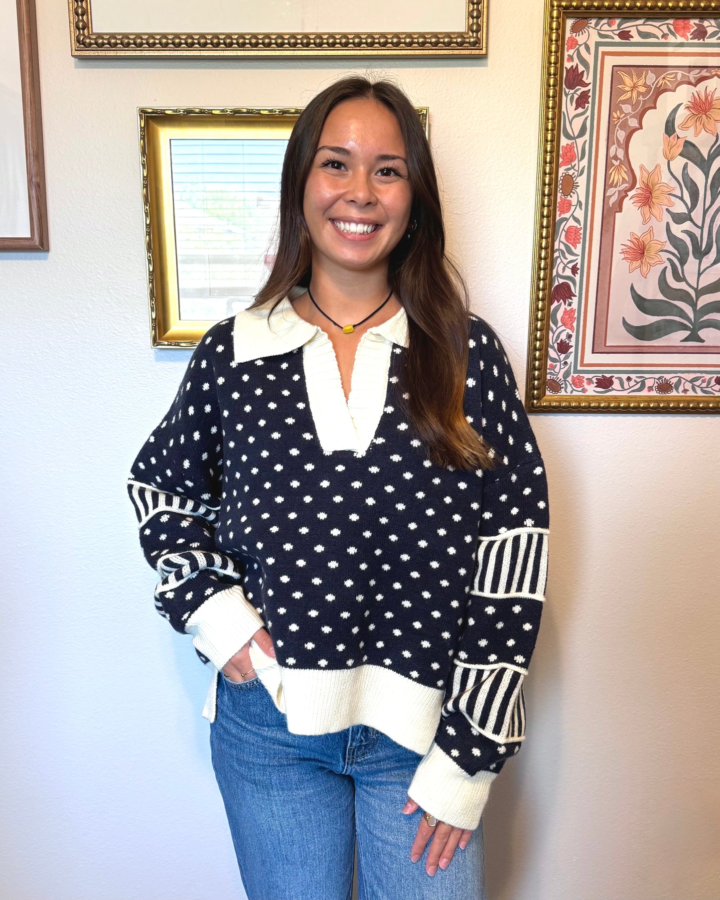 Dots & Stripes Sweater Top
