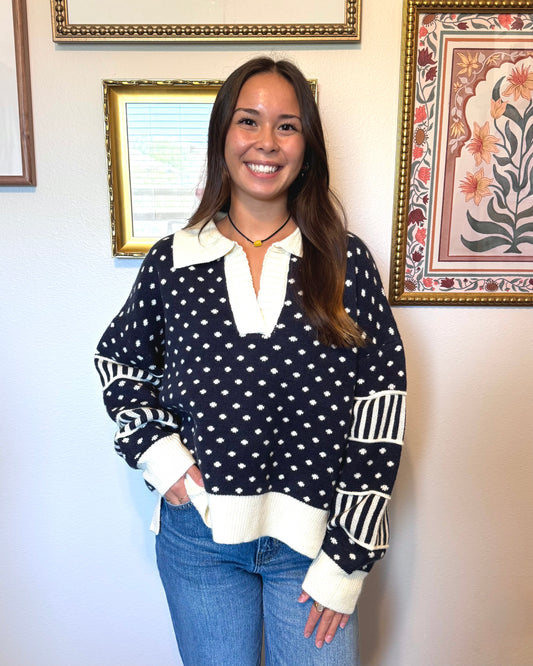 Dots & Stripes Sweater Top