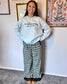Eyelet Trim Plaid Pants