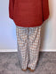 Eyelet Trim Plaid Pants