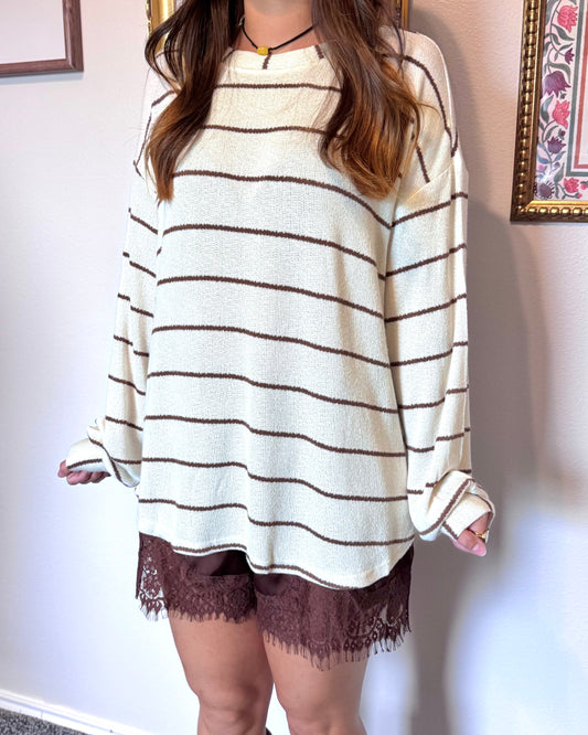 Striped Knit Long Sleeve Top