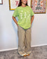 Lace Trim Striped Pants