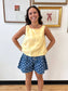 Yellow Jacquard Tank Top Shirts & Tops