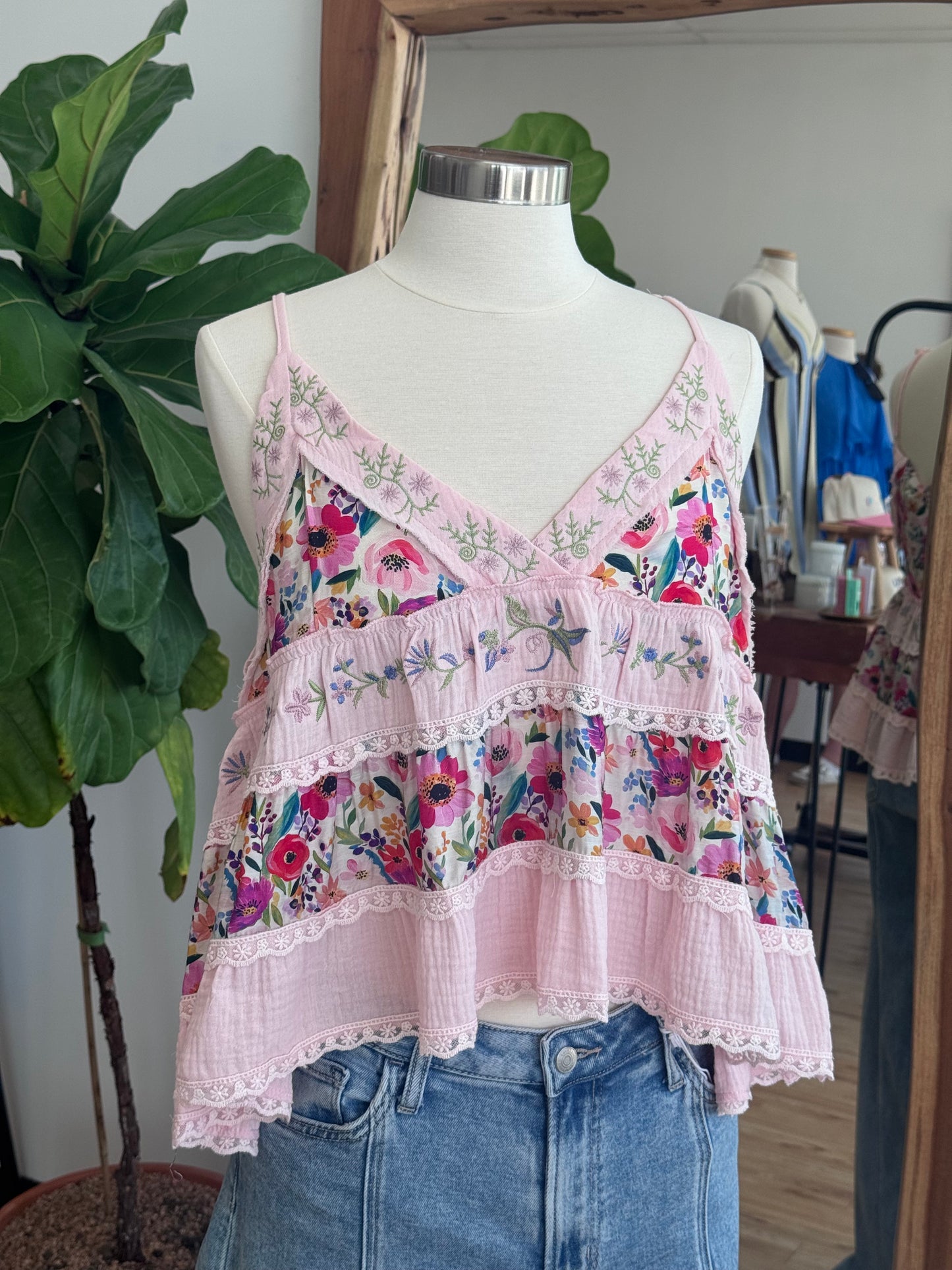 Flared Patchwork Tank Top