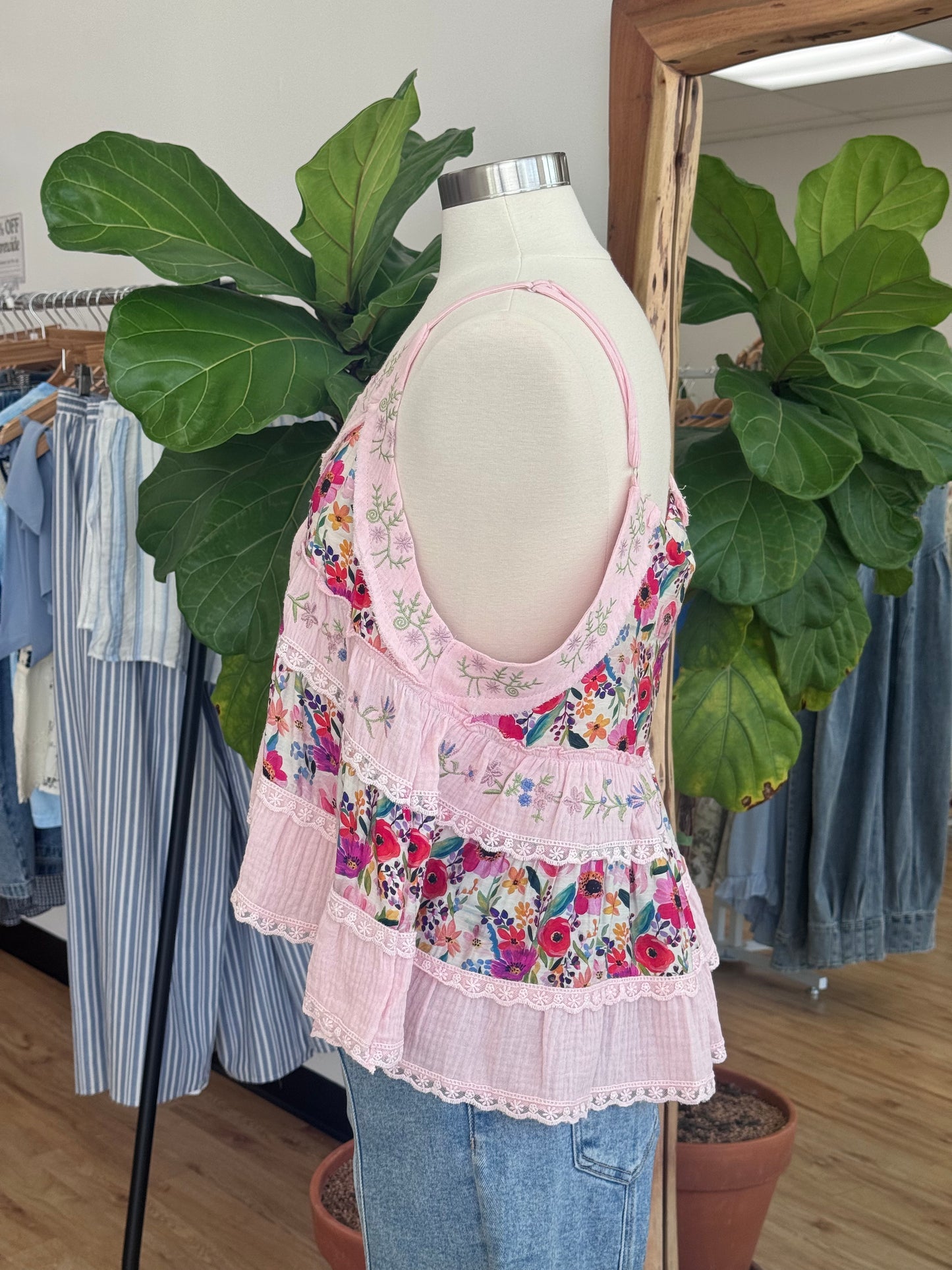 Flared Patchwork Tank Top