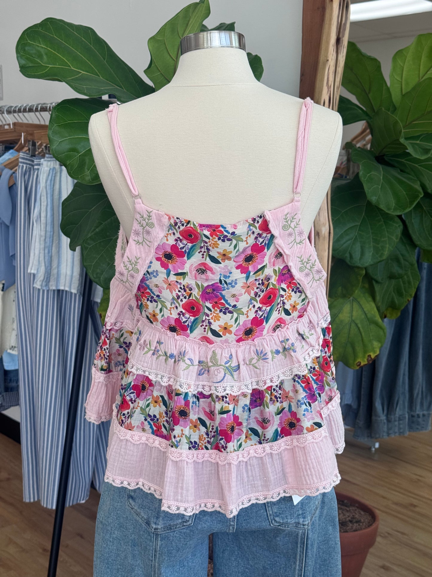 Flared Patchwork Tank Top