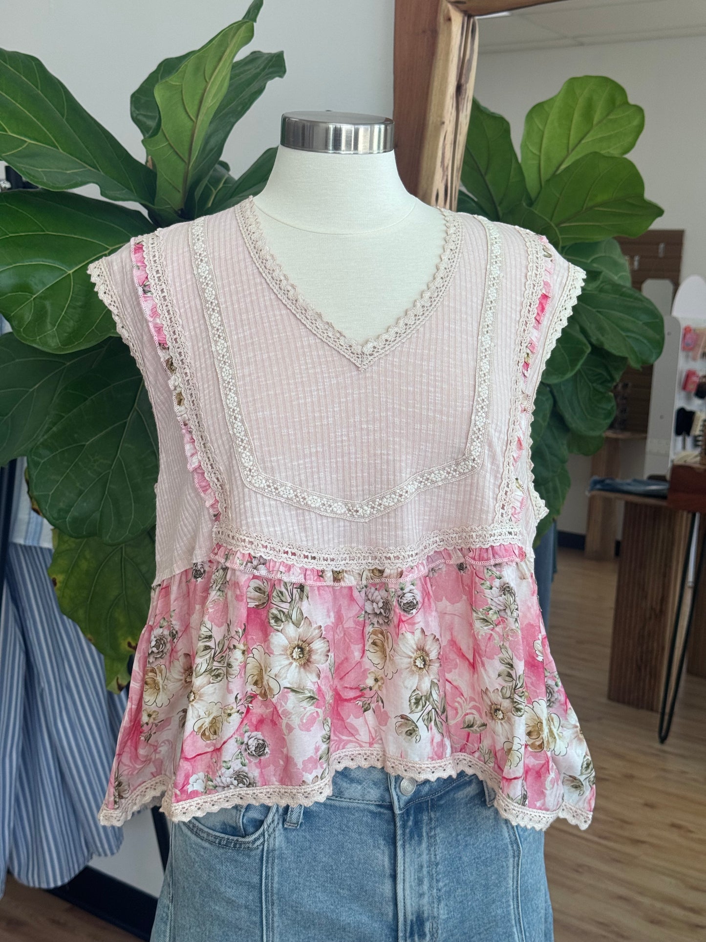 Patchwork Pink Floral Top