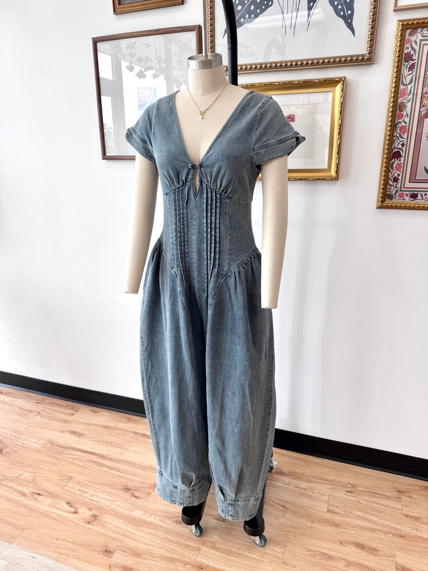 Denim Pleated Jumpsuit