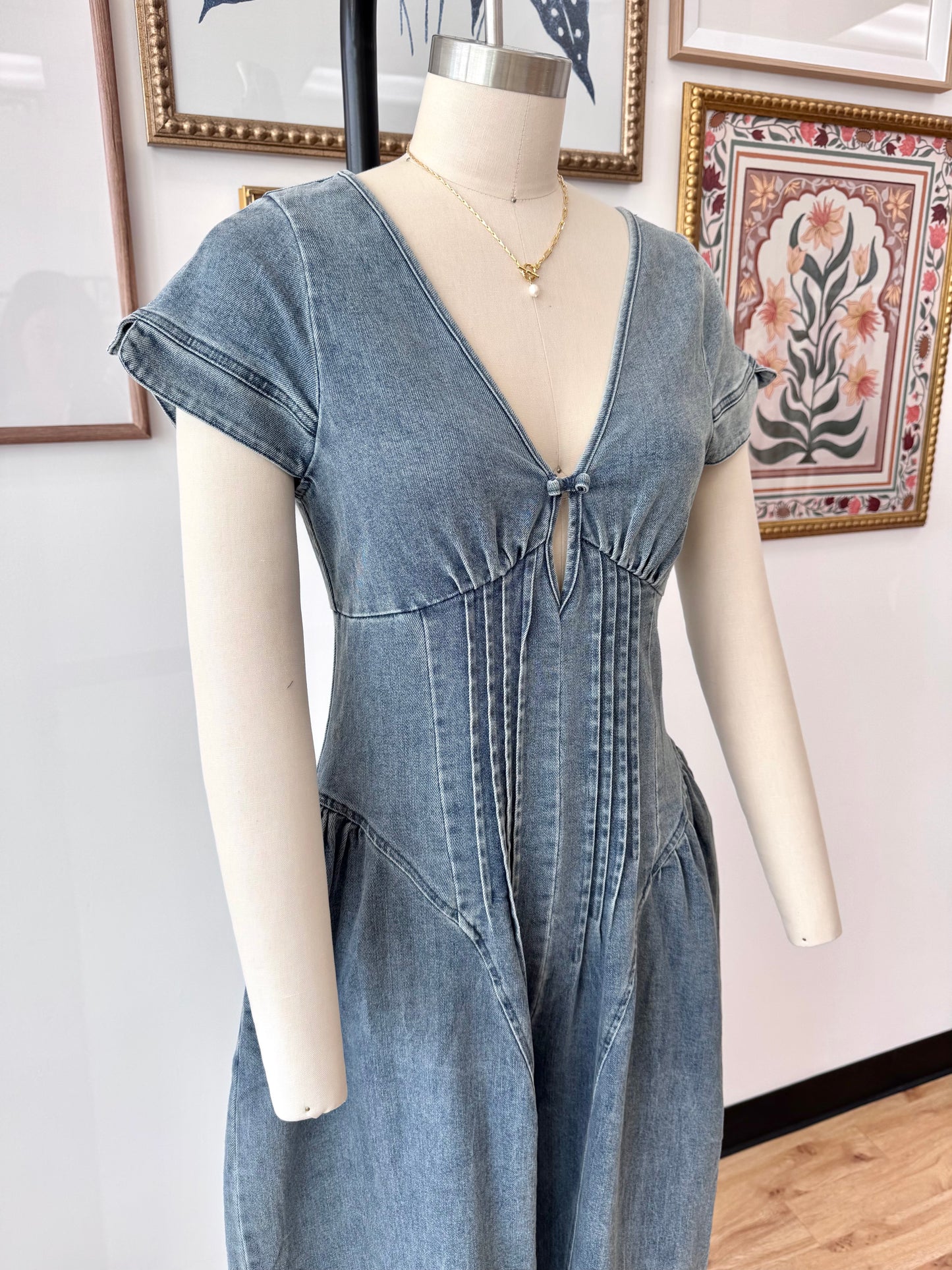 Denim Pleated Jumpsuit