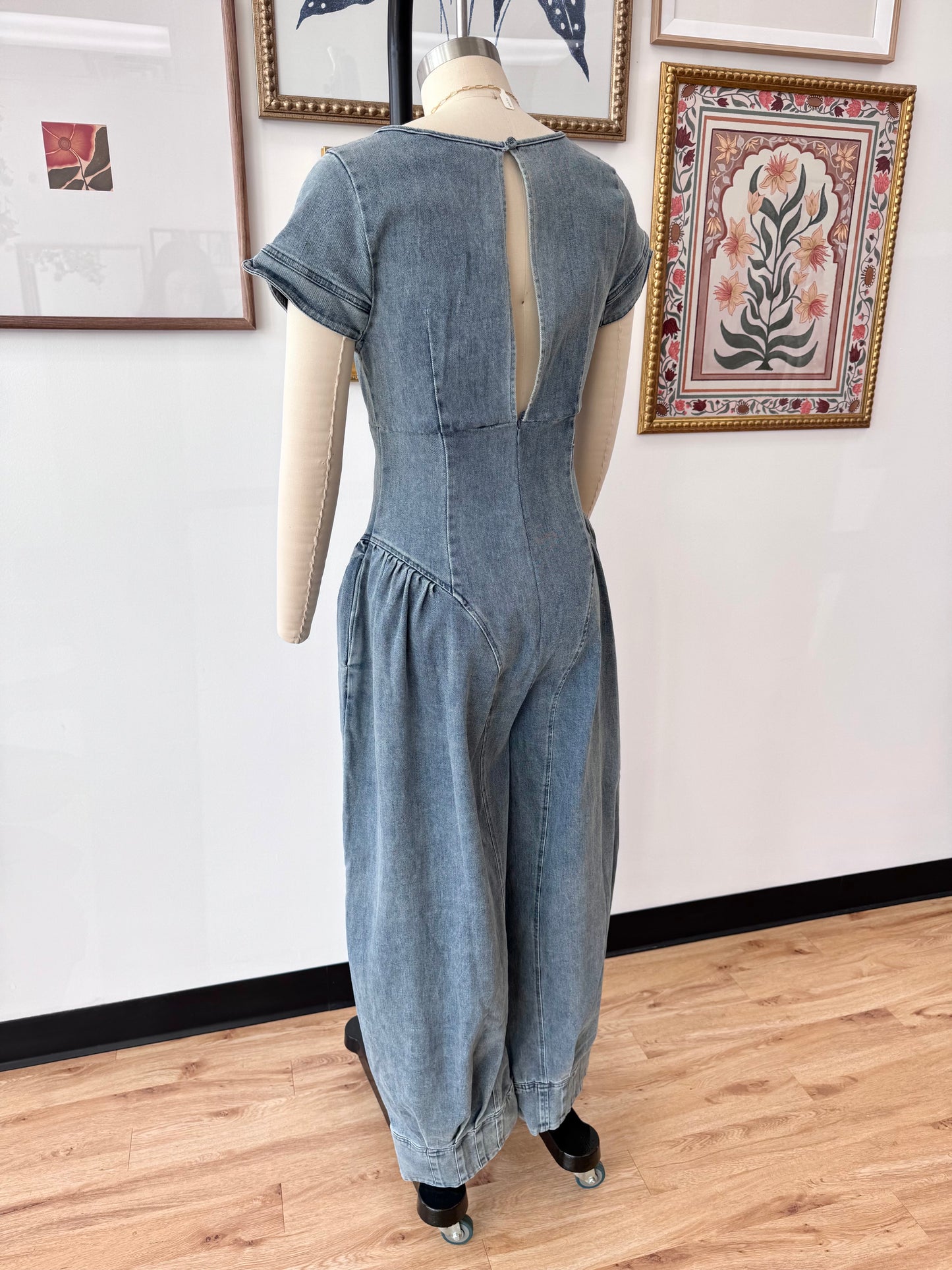 Denim Pleated Jumpsuit