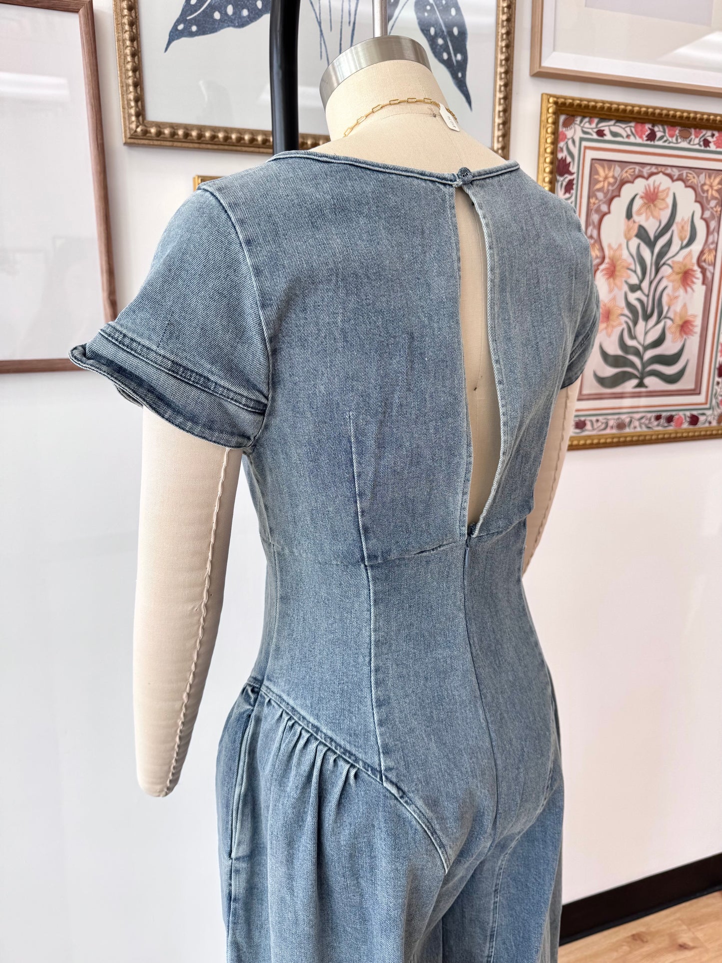 Denim Pleated Jumpsuit