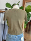 Olive Short Sleeve Button Down Top