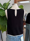 Black Linen Trim Top