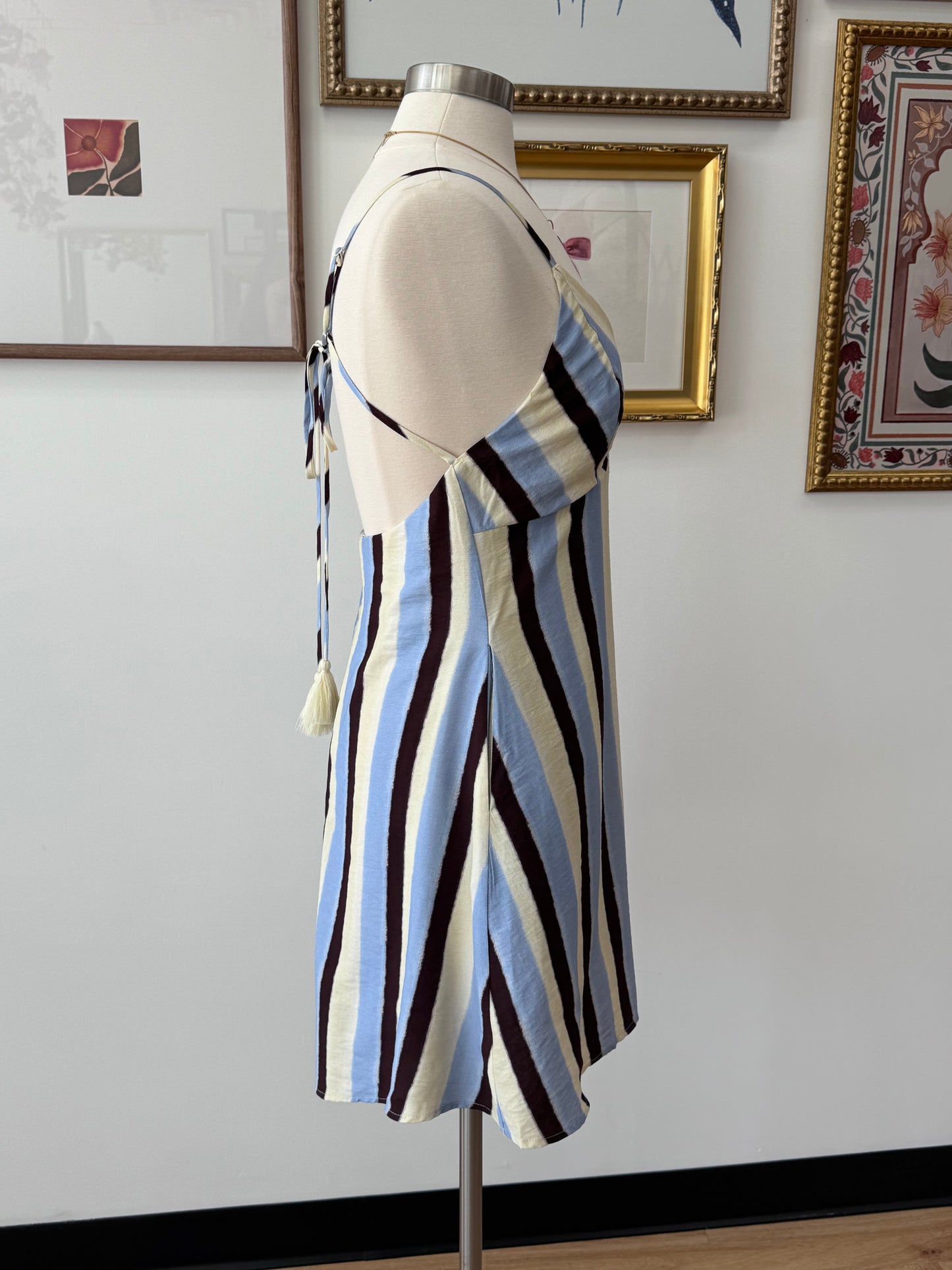 Blue & Brown Striped Mini Dress