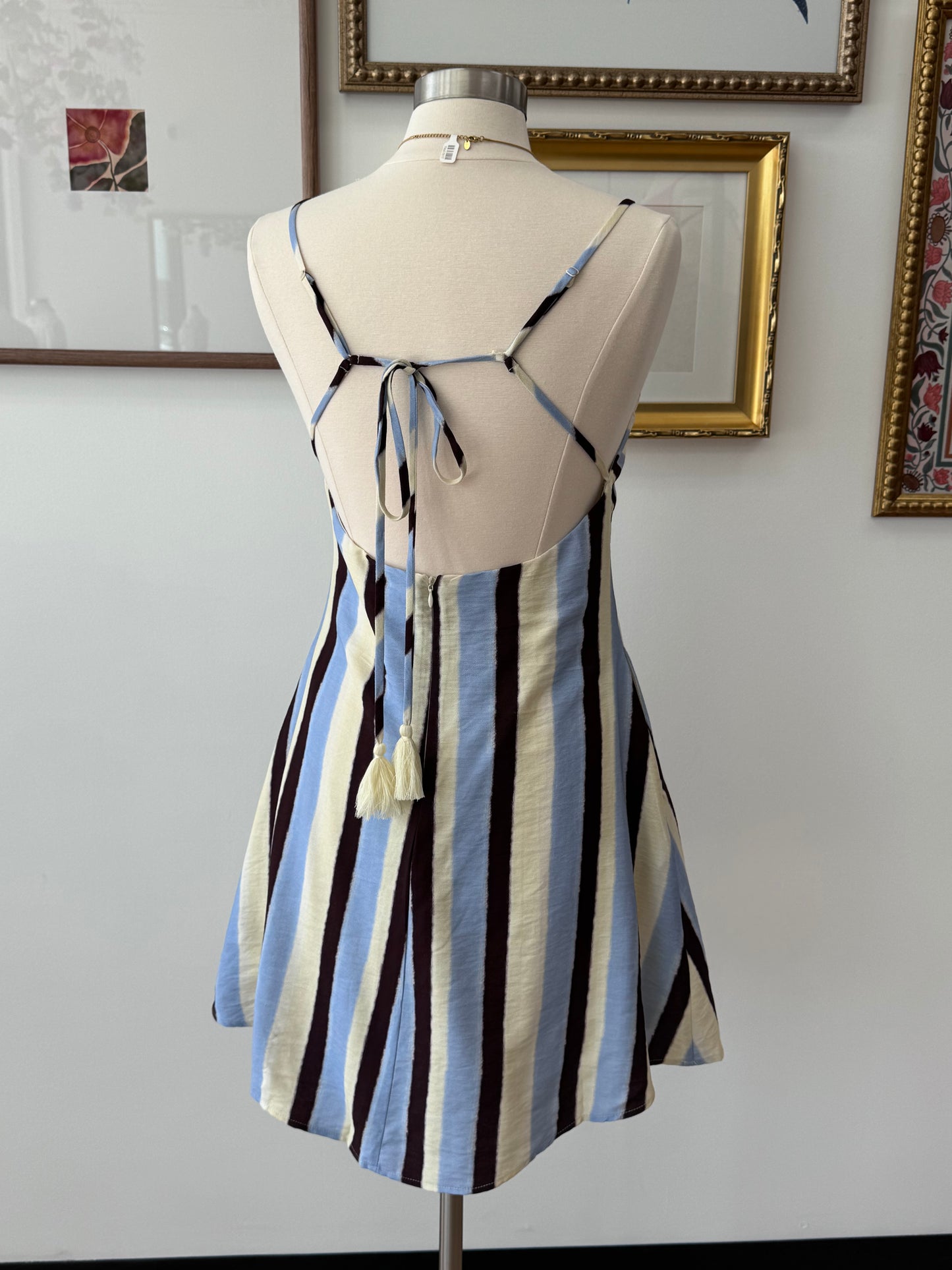 Blue & Brown Striped Mini Dress