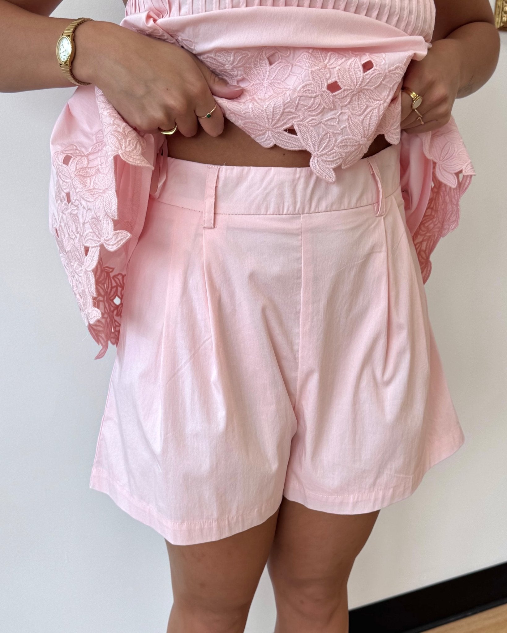 Baby Pink Shorts Shirts & Tops