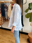 Blue Striped Ruffle Top Shirts & Tops