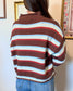 Brown Striped Cardigan Shirts & Tops