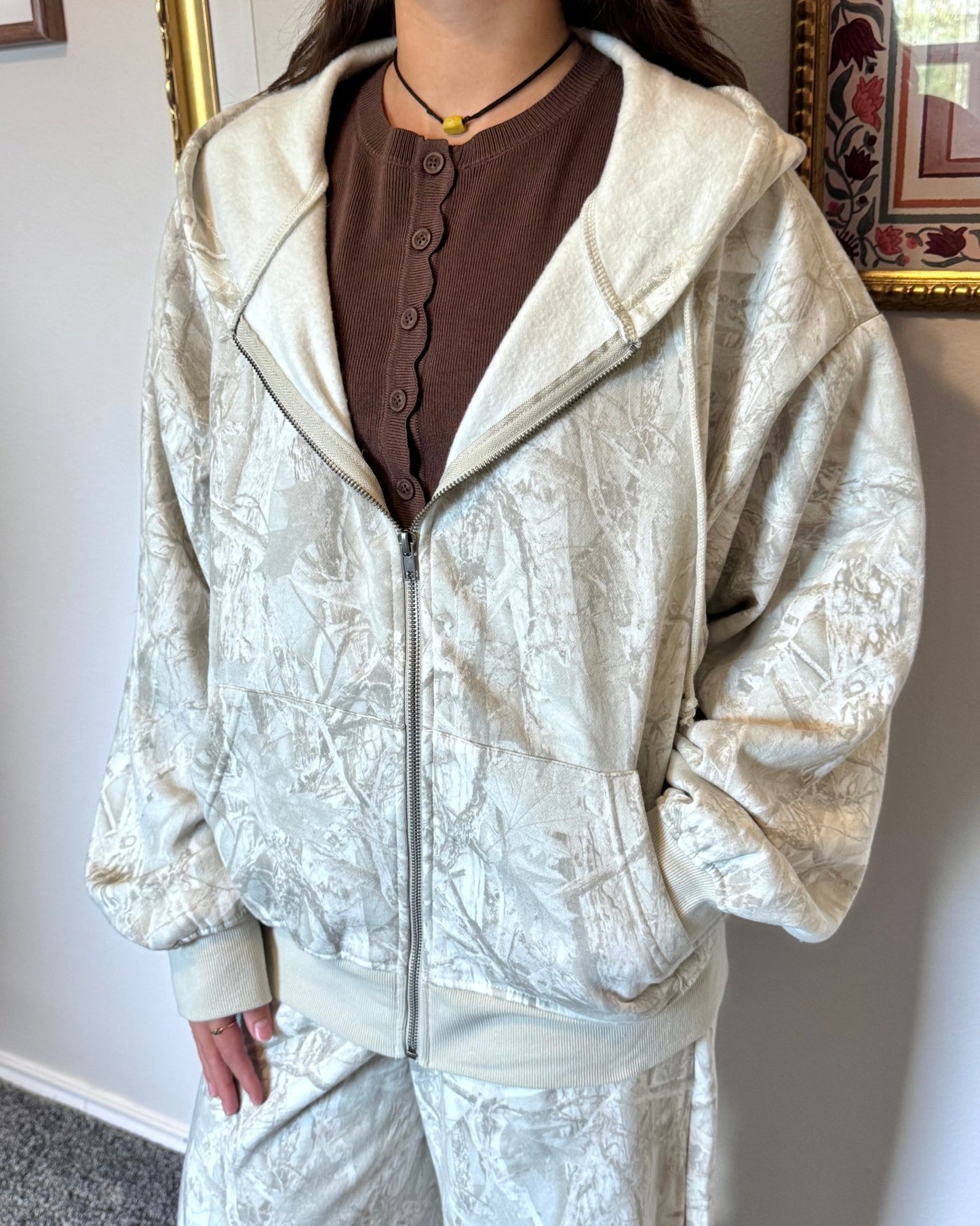 Camouflage Zip-Up Hoodie Outerwear