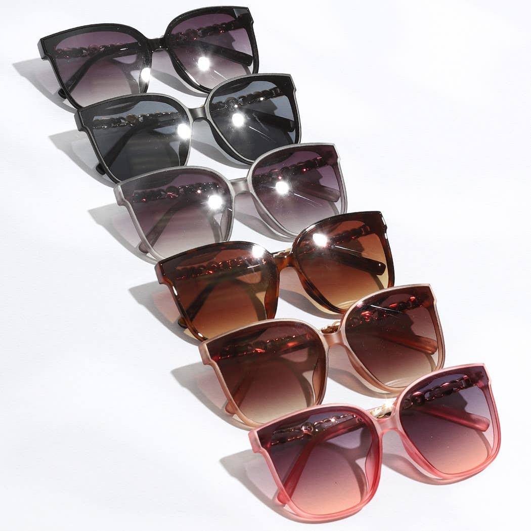 Chain-Link Arm Sunglasses Pink Sunglasses