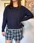 Contrast Trim Navy Sweater Shirts & Tops