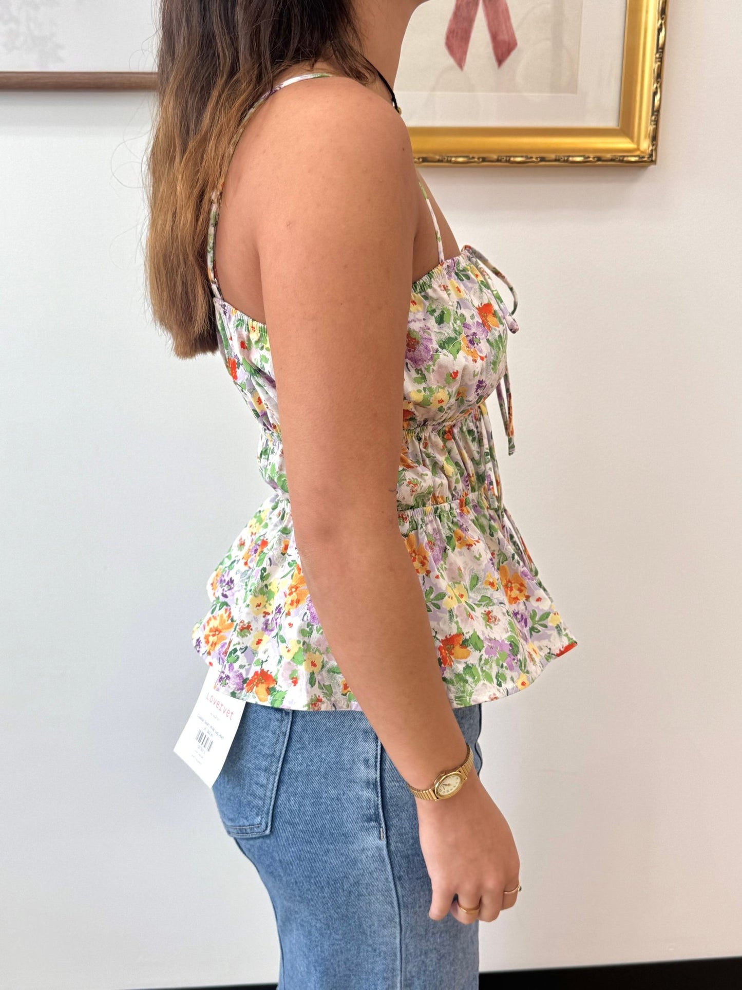Daisy Tie Front Tank Top Shirts & Tops