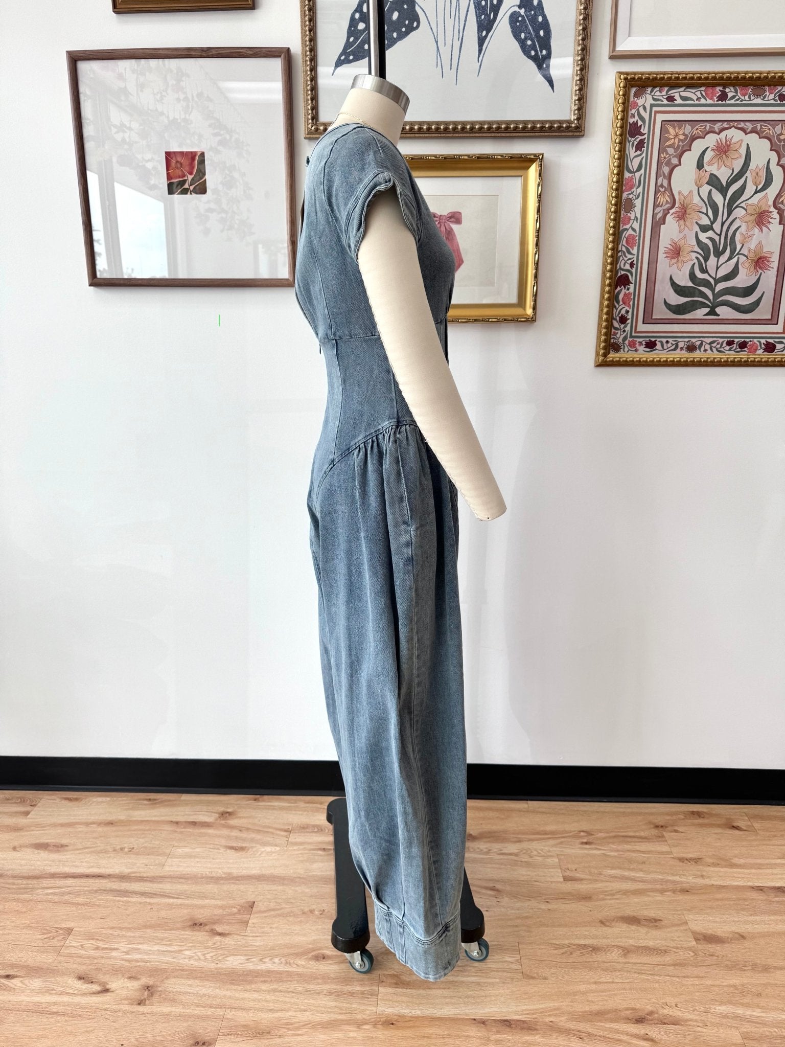 Denim Pleated Jumpsuit Jumpsuit
