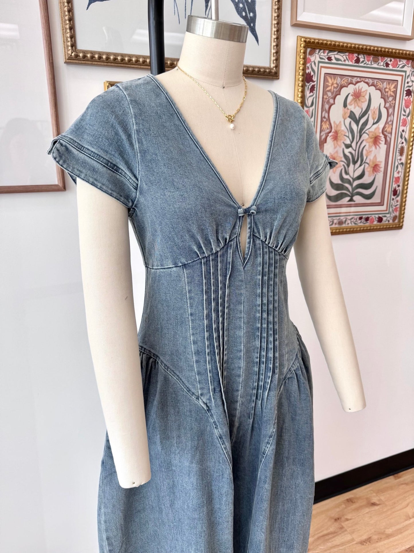 Denim Pleated Jumpsuit Jumpsuit