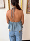 Denim Striped Halter Top Shirts & Tops
