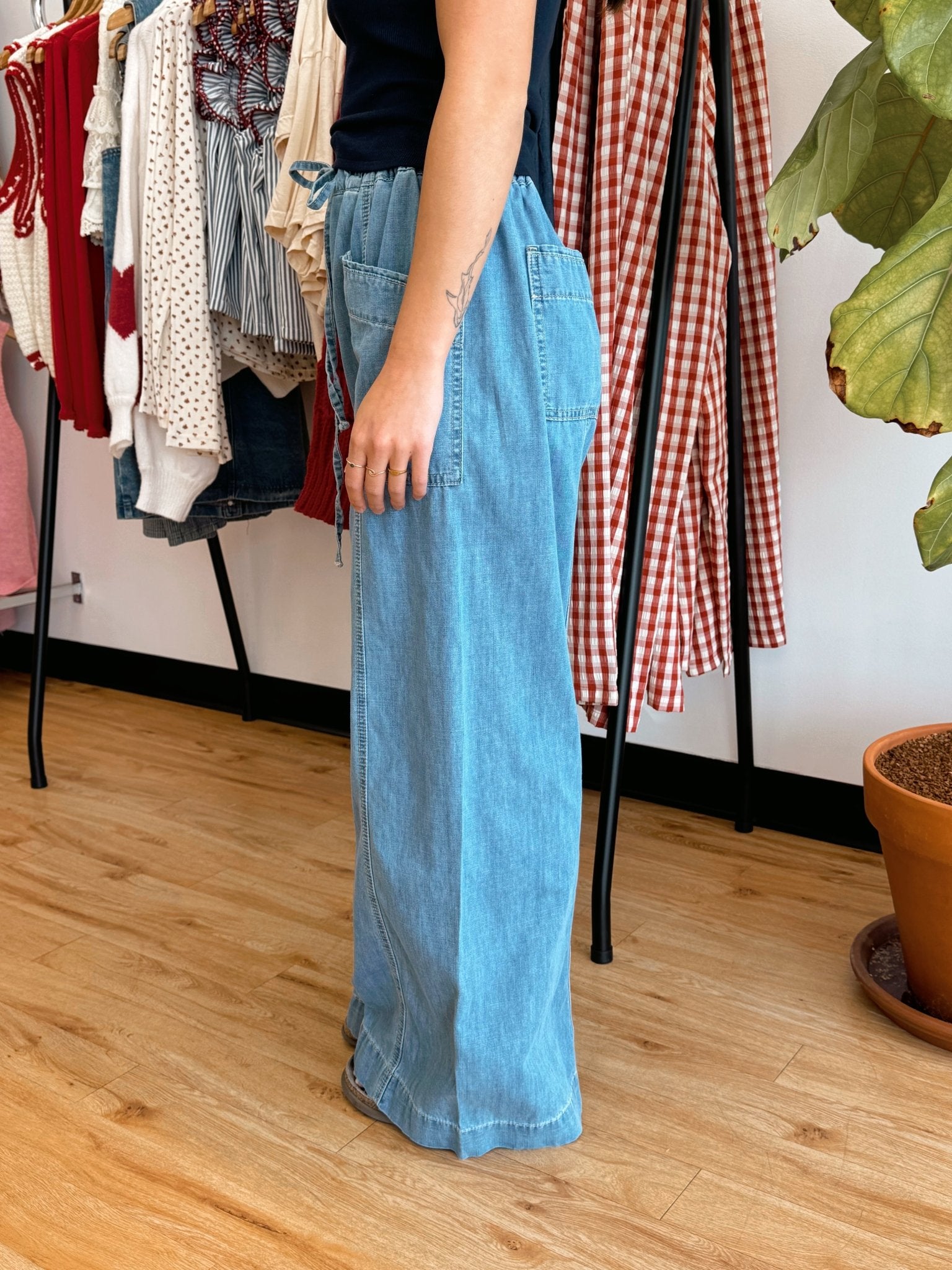 Denim Wide Leg Pants Pants